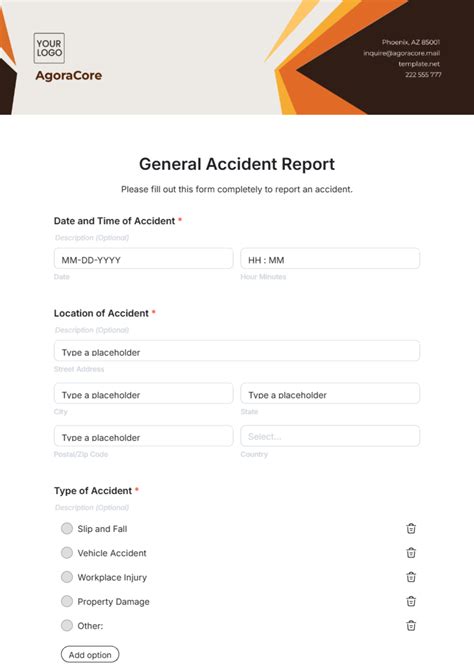 Image result for Auto Accident Report Form Template