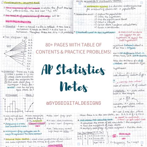 AP Statistics Notes With Practice Problems 80 Pages - Etsy UK