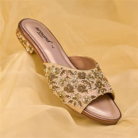 Shop Versatile Golden Heels Collection with Handwork - Global Shipping ...