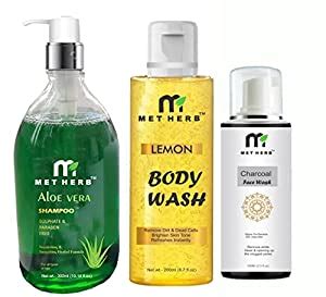 Buy Aloe Vera Shampoo 300ml & Lemon Body Wash -200ml l & Charcoal Face ...