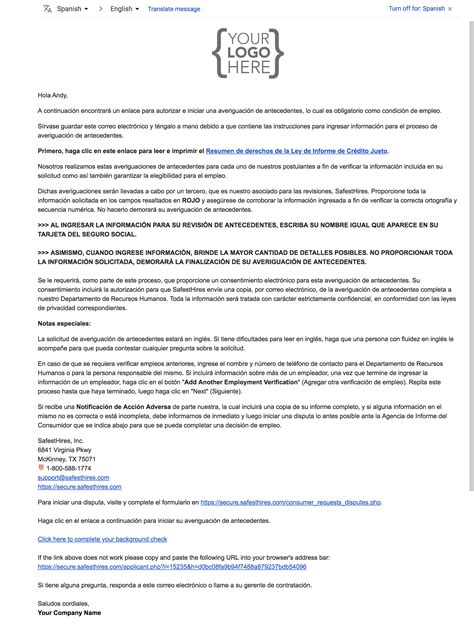 We've created a Spanish Background Checks process