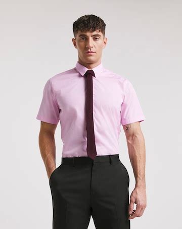 Pink Short Sleeve Formal Shirt Long | Ambrose Wilson
