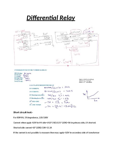 Differential Relay Short Circuit Test Procedure - LKUIGD LIHDEI - Studocu