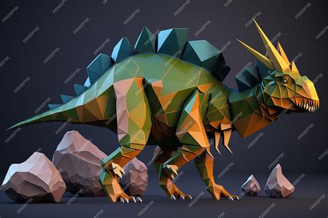 Premium Photo | Dinosaur geomatrick low poly illustartion animal ai ...