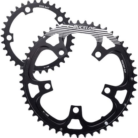 BUCKLOS 110BCD Bike Chainring Set with Pin, Double Round 5 Bolts ...
