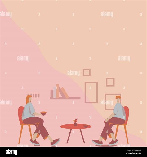 Two Colleagues Illustration Having Relaxed Conversations. Team Mates ...