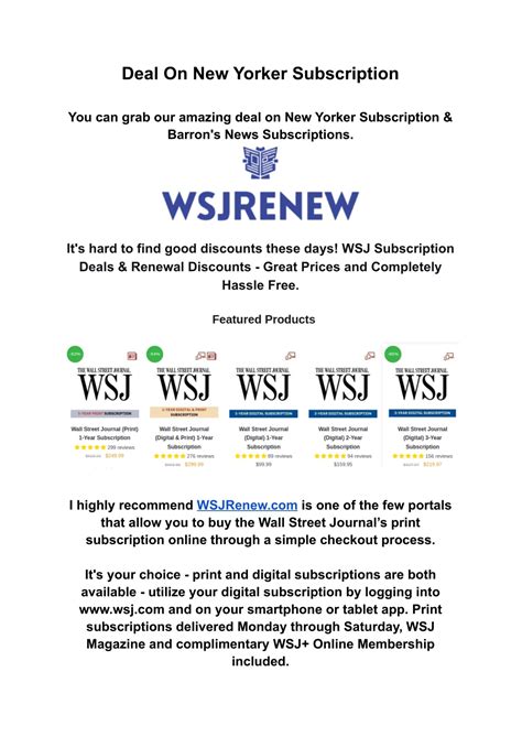 Wsj Subscription Deals