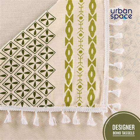 Border Green Cotton Table Cover & Table Runner for 4 & 6 seater dining ...
