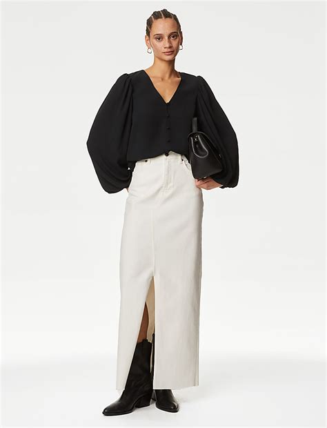 Buy V-Neck Button Detail Blouse at Marks & Spencer