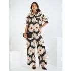 Black Printed Cotton Shirt Dress