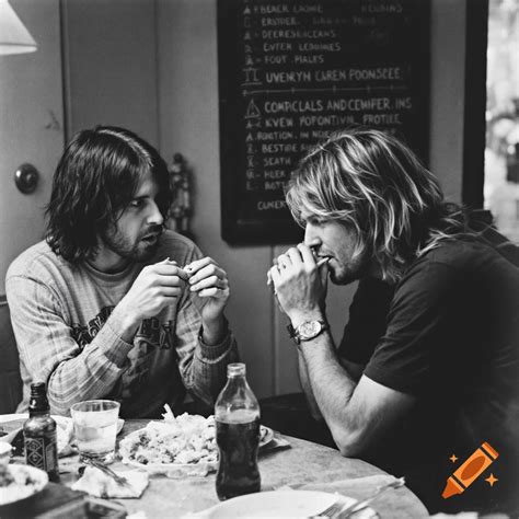Kurt Cobain eating with Dave Grohl and Krist Novoselic on Craiyon