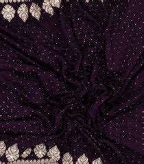 Dark Purple Woven Synthetic Viscose Saree With Embroidered Floral ...