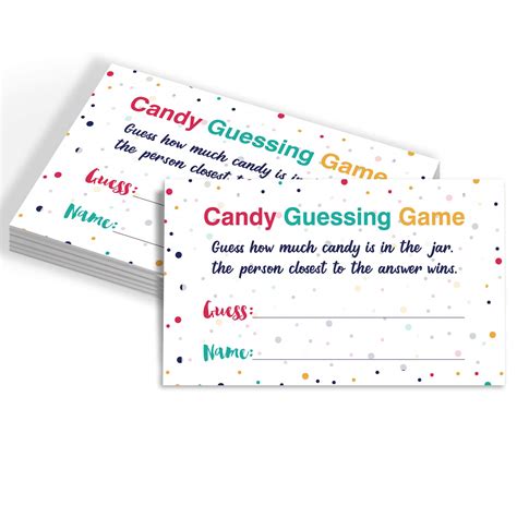 Buy Candy Guessing Game Cards, Games Activities and Decorations, 50 ...