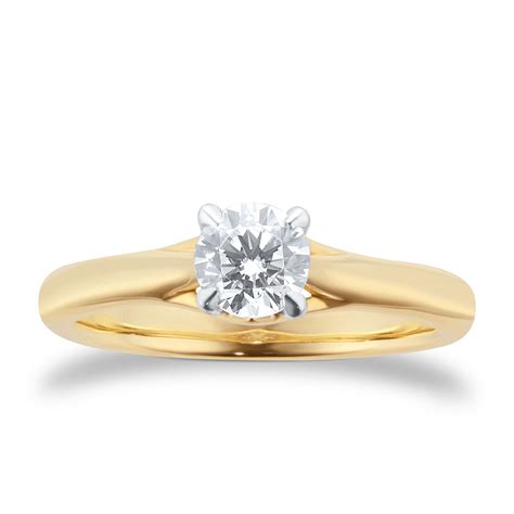 Mappin & Webb 18ct Yellow Gold Ena Harkness 0.50ct Solitaire Engagement ...