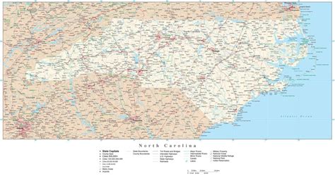 North Carolina Detailed Map in Adobe Illustrator vector format ...