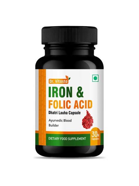 DR. VITASTA Iron & Folic Acid Capsules | Dhatri Lauha Capsule ...