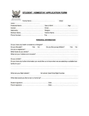 Fillable Online mrgs school student homestay application form - Mount ...