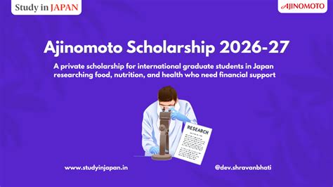Ajinomoto Scholarship 2026-27 - Study in Japan