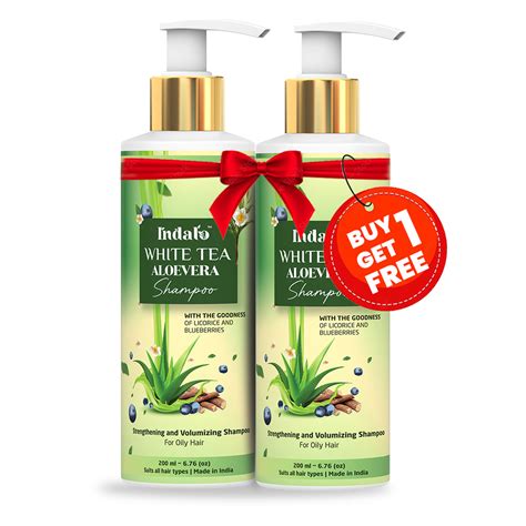 Indalo Natural White Tea Aloevera Shampoo for Oily Hair and Dandruff ...