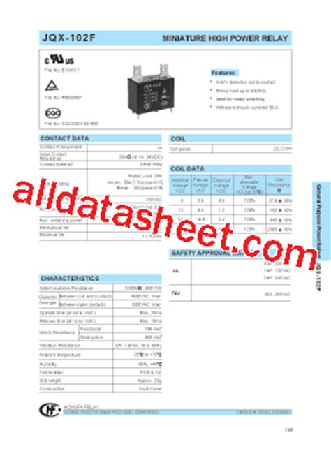 JQX-102F Datasheet(PDF) - List of Unclassifed Manufacturers