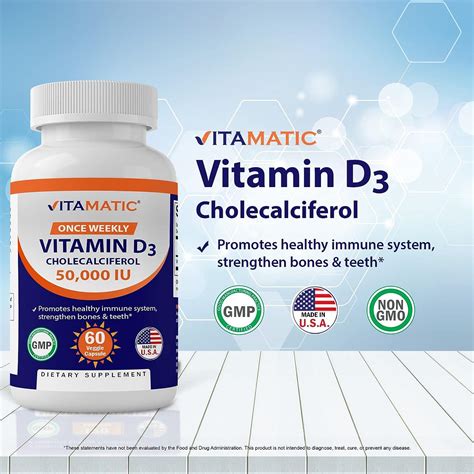 Vitamatic Vitamin D3 50,000 IU Cholecalciferol Supplement - 60 Veggie ...
