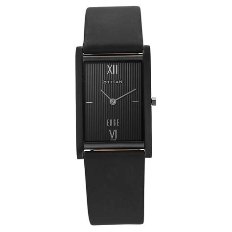 Buy Online Titan Edge Quartz Analog Black Dial Leather Strap Watch for ...