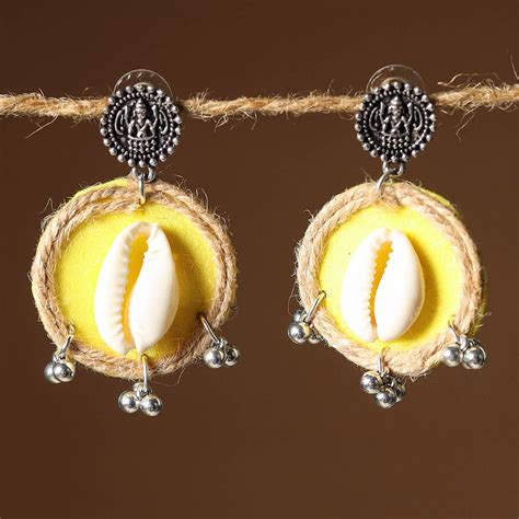 Yellow Anaya Jute Fabart Handmade Earrings – iTokri आई.टोकरी