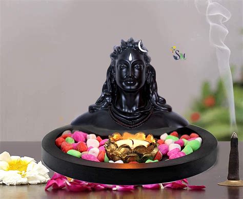 Buy SN Handicrafts Mahadev Murti Adiyogi Shiva Matte Black Idol Resin ...