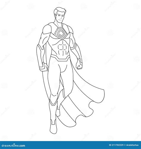 Outline of a Superhero Cartoon Stock Vector - Illustration of strength ...