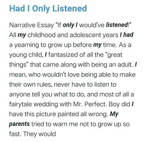 How to write a narrative essay that end in a saying that" I wish I had ...