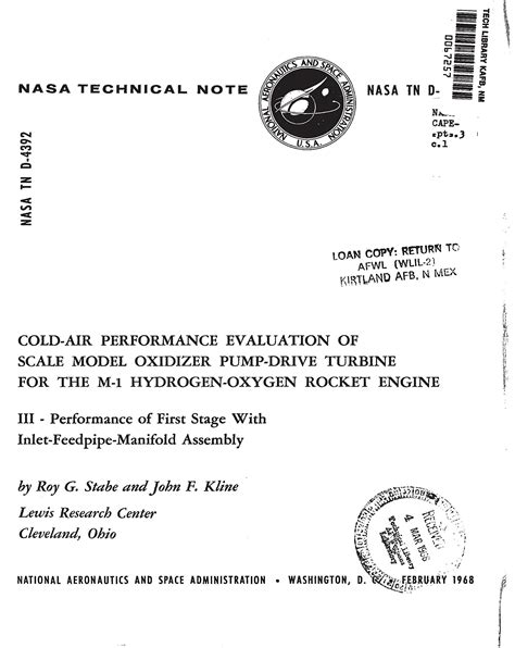 Buy Cold-air performance evaluation of scale model oxidizer pump-drive ...