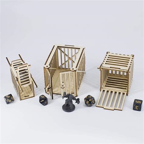 Buy DND Dungeon Prison Cage Miniatures Set of 3 Wood Dice Jails 28mm ...
