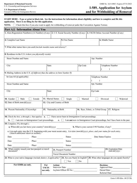 USCIS Form I-589 - Fill Out, Sign Online and Download Fillable PDF ...