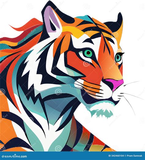 Bold Cubism Tiger Clipart With Angular Shapes. Stock Photo | CartoonDealer.com #342459972