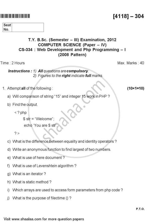 Image result for PHP with MySQL Old Question Paper