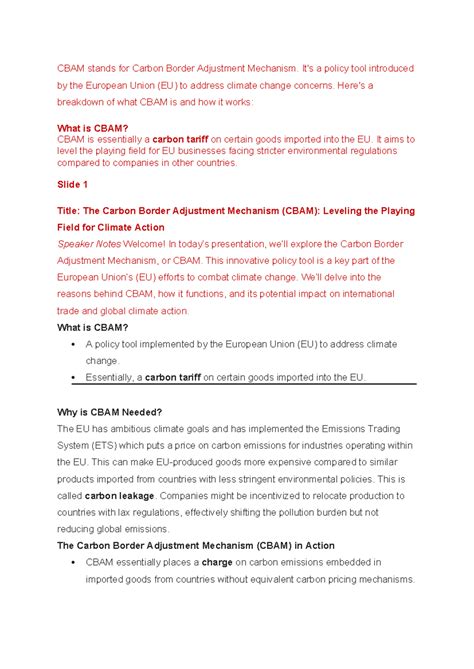 CBAM stands for Carbon Border Adjustment Mechanism - It's a policy tool ...