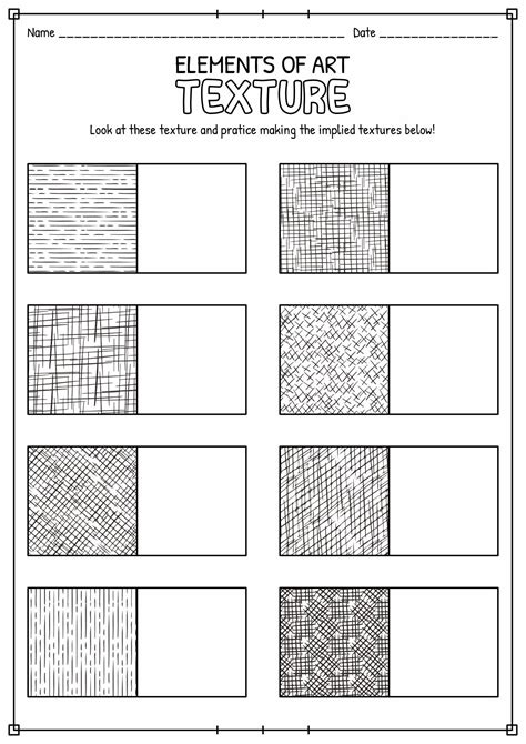 11 Art Texture Worksheet | Texture art, Elements of art texture, Art ...