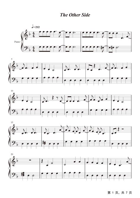 The Other Side钢琴谱_SZA 贾斯汀·汀布莱克_F调_流行钢琴谱五线谱独奏谱_钢琴谱|钢琴五线谱|钢琴简谱|钢琴弹唱谱|钢琴声乐 ...
