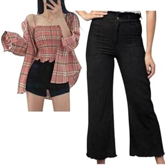 Buy Women's 2-Piece Outfit Set, Pink Plaid Smocked Top with Black Wide ...