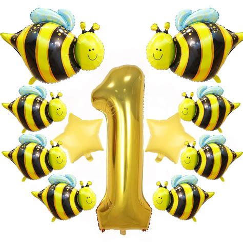 Bumble Bee Balloons Bee Birthday Party Decorations Big Number Balloon ...