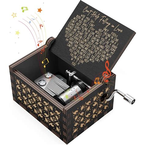 PATPAT Wooden Vintage Hand Crank Music Box Romantic Wooden Music Box ...