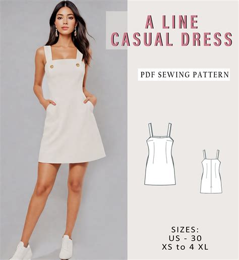 Summer Dress, Overall Pinafore Dress Sewing Pattern, Overall Dress ...