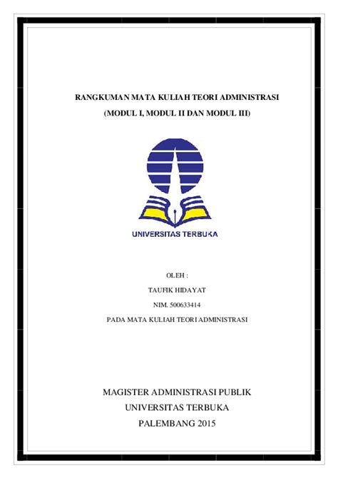 (PDF) RANGKUMAN MATA KULIAH TEORI ADMINISTRASI (MODUL I, MODUL II DAN ...