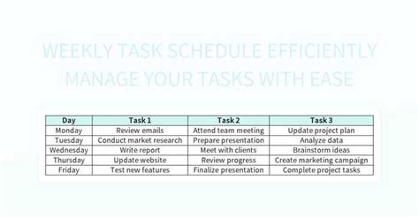 Image result for Weekly Task Schedule Template Excel