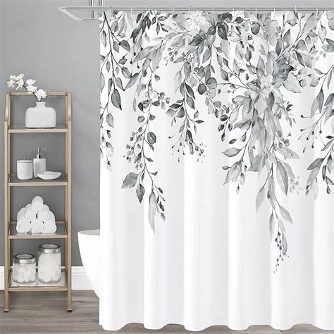 Amazon.com: Gibelle Long Shower Curtain 72 x 78, Grey Floral Shower ...