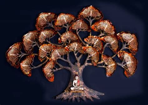 Amazing Wrought Iron Metal Wall Tree Decor Brown Shade of Color ...