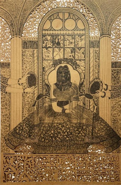 "Mein Itni Sunder Hoon Kya": Light Brown Pen Ink Drawing by Rajeshwara ...