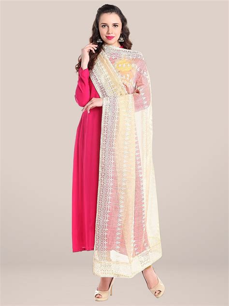 Ivory Kota Doria Lucknowi Dupatta Dupatta Bazaar