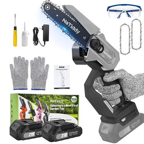 NaTiddy Mini Chainsaw Cordless 6 inch, 700W Powerful Brushless Mini ...