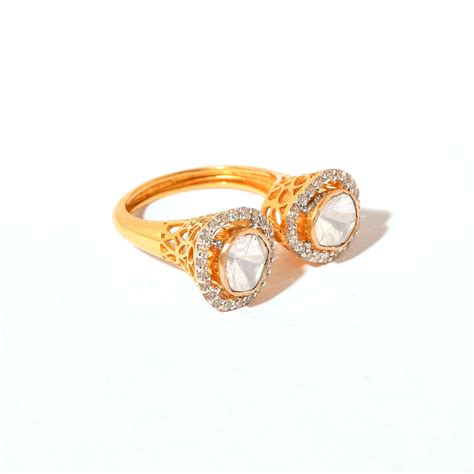 14k polki ring| 14k diamond ring| 14k gold ring| 14k anokhi ring